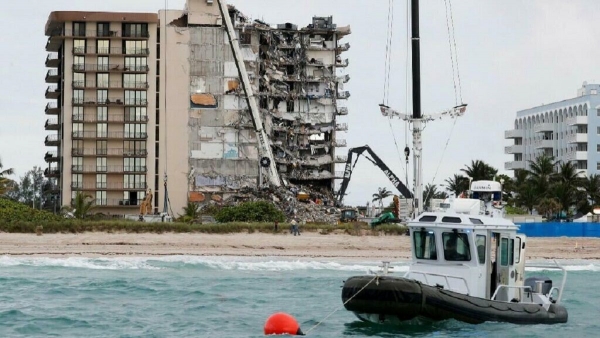 Evalúan implosionar lo que queda del edificio Champlain Tower