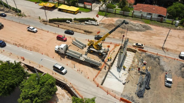 Avanza construcción de paso a desnivel en la intersección de la autopista a Comalapa y el Litoral.