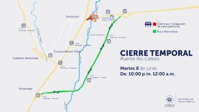 Cierre temporal en tramo de carretera a Sonsonate