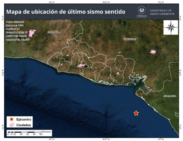 Sismo de 5.6 grados frente a la costa de Nicaragua